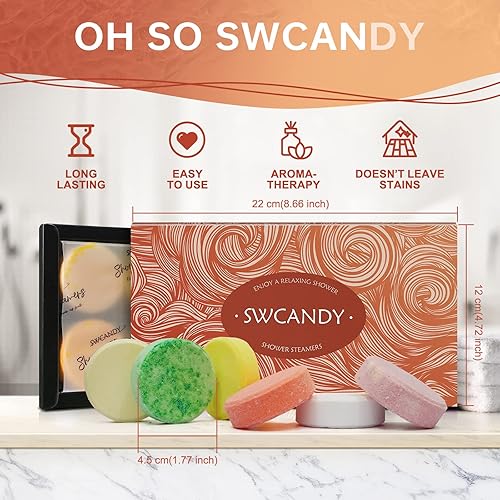 Miniatura 4 de Swcandy - Vaporizadores de ducha de aromaterapia, regalos para mamá fruta, 8 bombas de baño, regalos de cumpleaños para mujeres, bombas de ducha con
