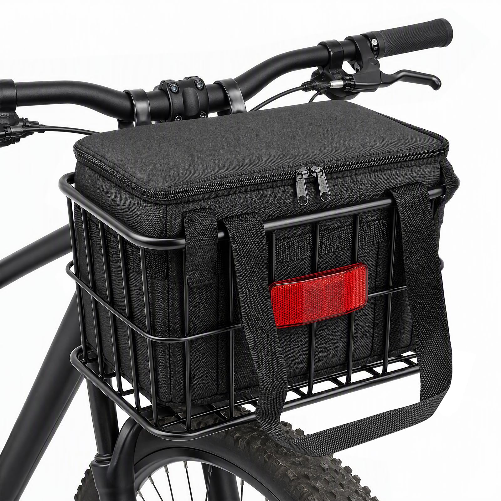 Panier Vélo Avant avec Sac Amovible, Panier Guidon Vélo en Métal avec 3 Fixations, Panier pour Vélo Antirouille 10,8L pour VTT, Vélo Ville, Vélos Pliants, Vélo Électrique