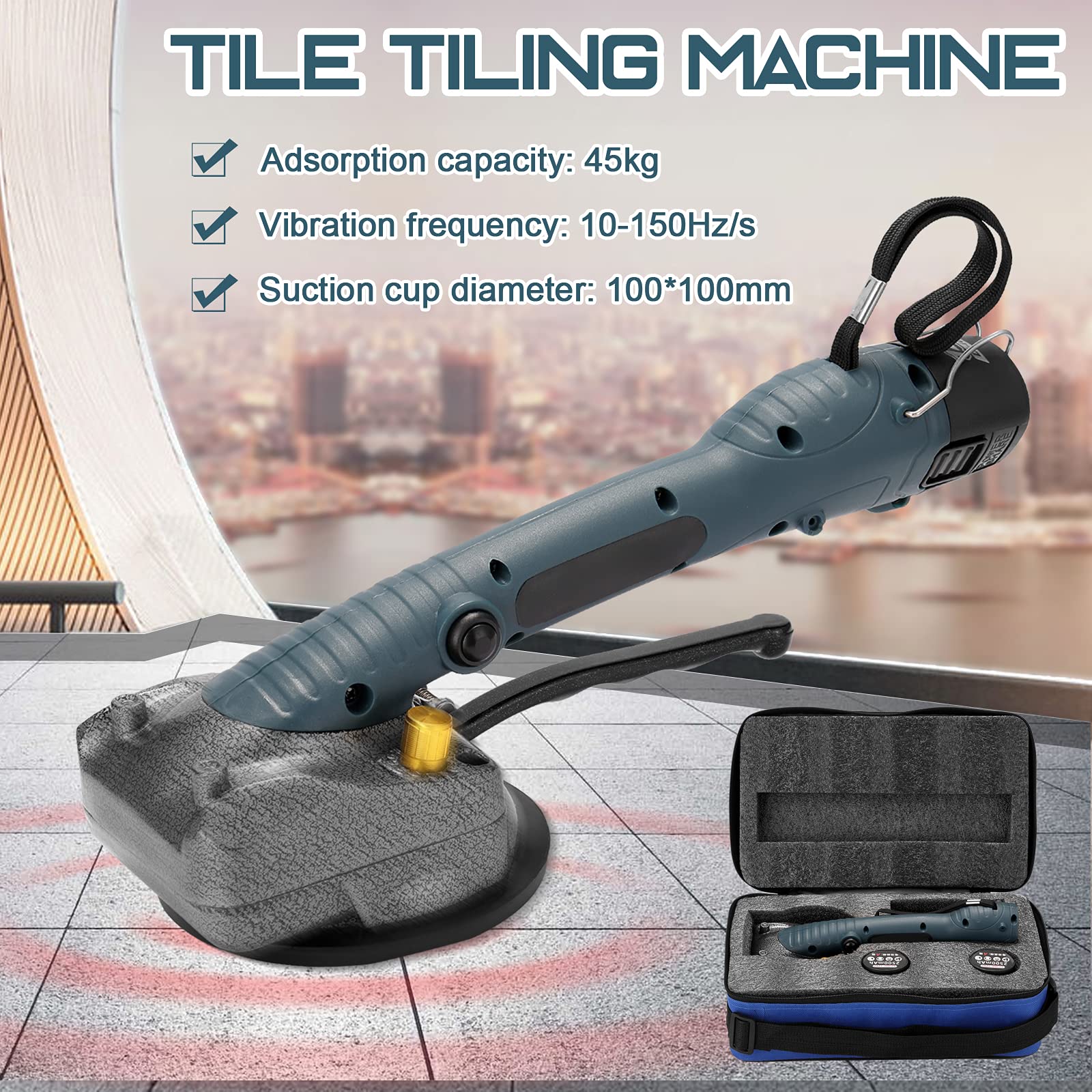 10-150Hz Carrelage Machine Mur Carrelage Pose Outil Vibrant avec Ventouse 100 * 100mm