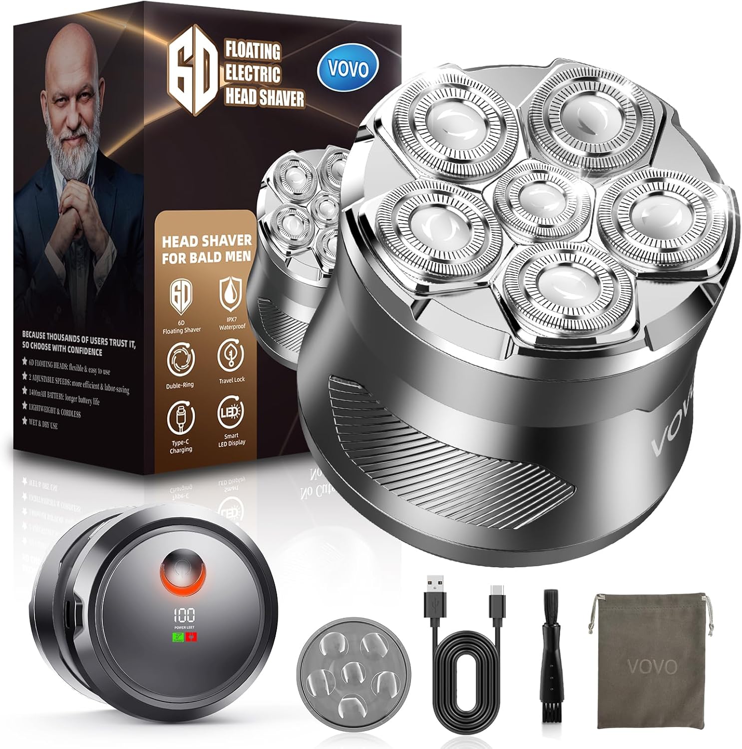 Cordless Head Shaver for Bald Men 