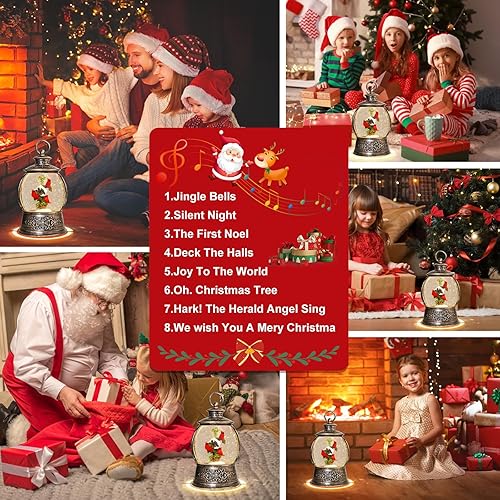 Miniatura 116 de Globo de nieve de muñeco de nieve de Navidad, linterna musical de muñeco de nieve con temporizador de 6 horas forrado por USB, funciona
