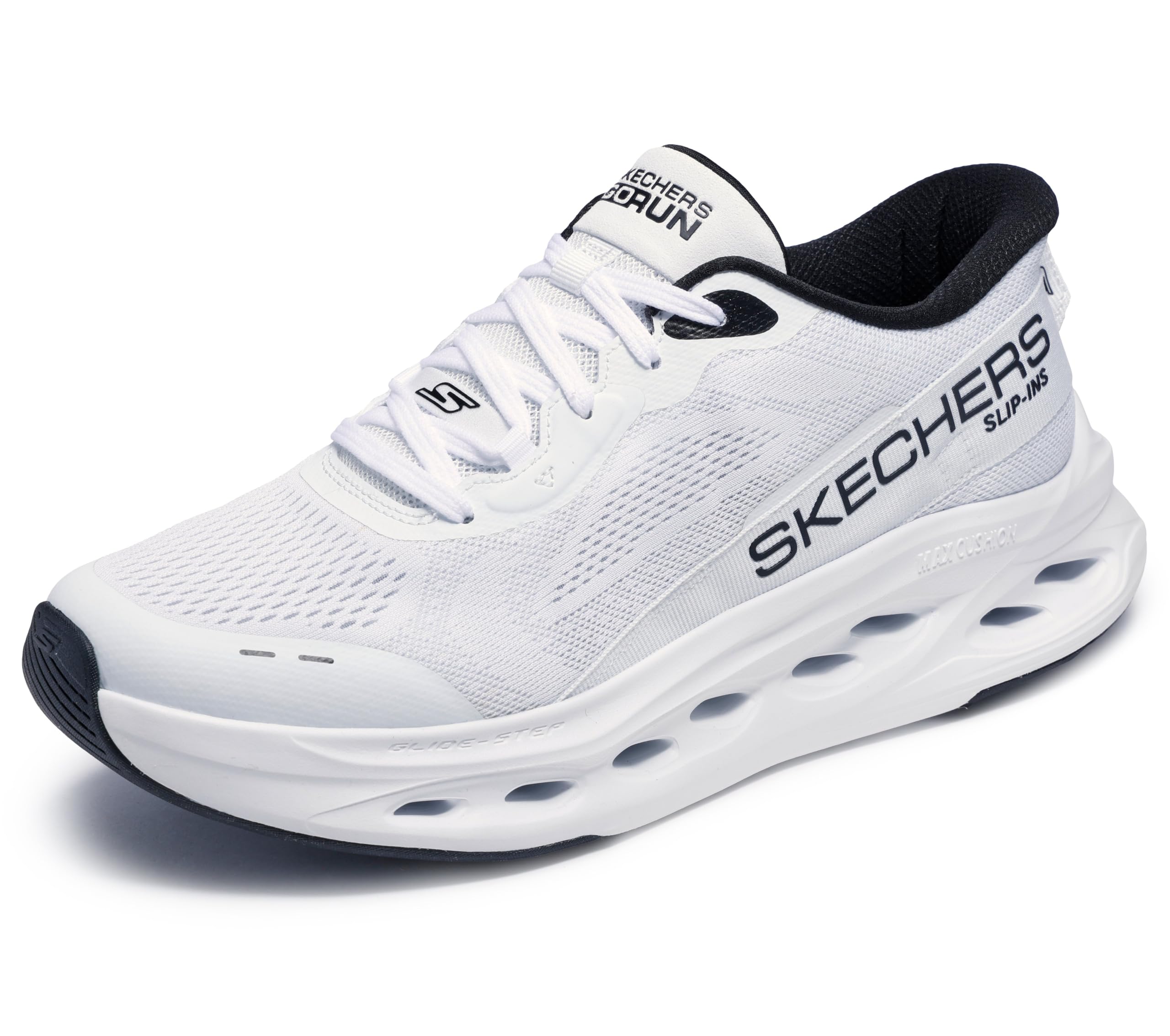 Skechers Max Cushioning Glide Step Advert Hands Free Slip-ins mens Sneaker 47.5 EU White/Black