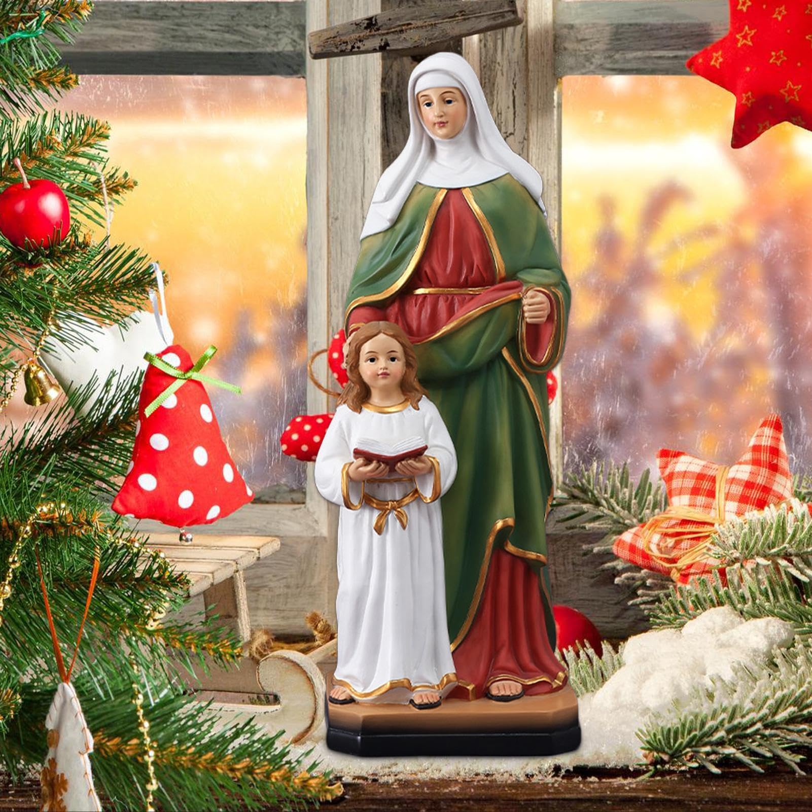 Statua di Sant'Anna S, Statua di Sant'Anna | Statua di Santa Anna e Bambino in resina, Arte religiosa Santa Anna da collezione, soggiorno comodino Chiesa Decor Statue