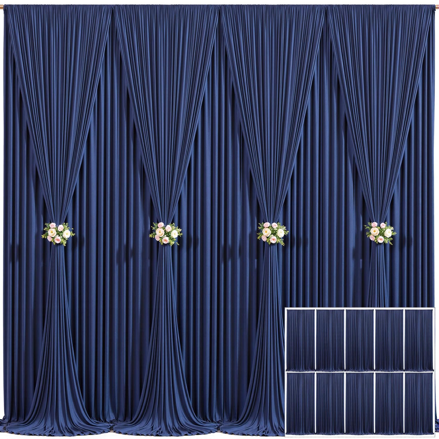 10x10 Champagne Backdrop Curtain for Parties Wedding Baby Shower Wrinkle Free Photo Curtains Backdrop Drapes Fabric Decoration for Bridal Shower 5ft x 10ft,2 Panels — view 40