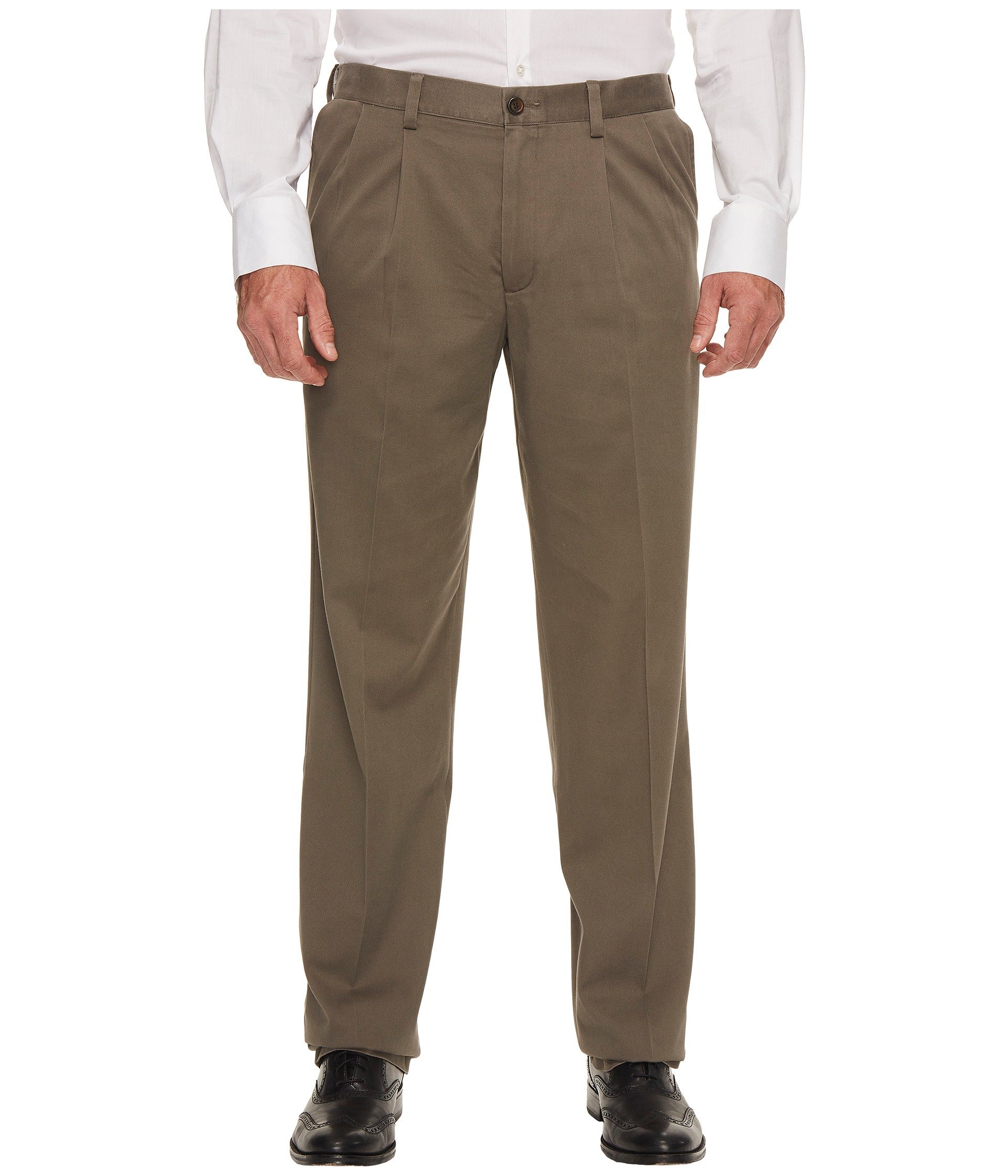 DOCKERS Men's Classic Fit Easy Khaki Pants - Pleated (Standard and Big & Tall), Dark Pebble, 48W x 32L