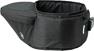 Hippychick Hipseat - Portabebés ligero que ahorra espalda, correa ajustable, puede llevar niños de 6 a 36 meses, color negro mezclilla
