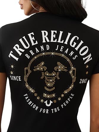 True Religion Women's True Religion Buddha Face Short Sleeve Crew Tee T-Shirt (Pack of 1)