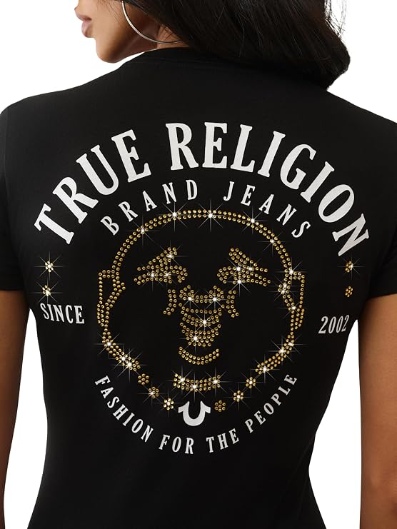 True Religion Women's True Religion Buddha Face Short Sleeve Crew Tee T-Shirt (Pack of 1)