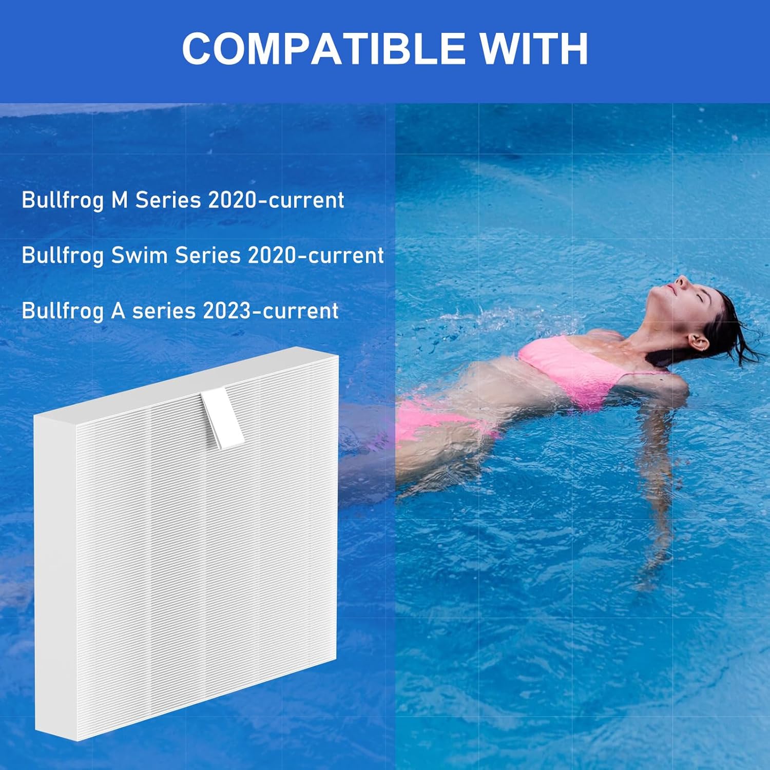 10-00814 Hot Tub Spa Flat Filters Compatible with Bullfrog M Series M6 M7 M8 M9, Swim Series S150 S180XD S200 and A Series A5 A6 A7 A8 A9 (2023 to Present), 6-Pack