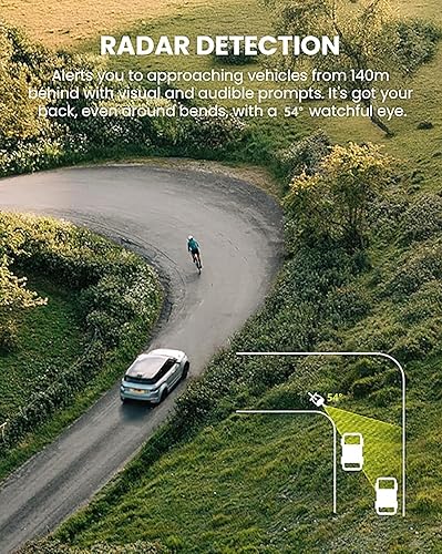 Miniatura 7 de Luz trasera de radar para bicicleta con detección de radar de 24 GHz, detección activa de alerta y freno, visibilidad de 1,640.4 ft, 5 modos para