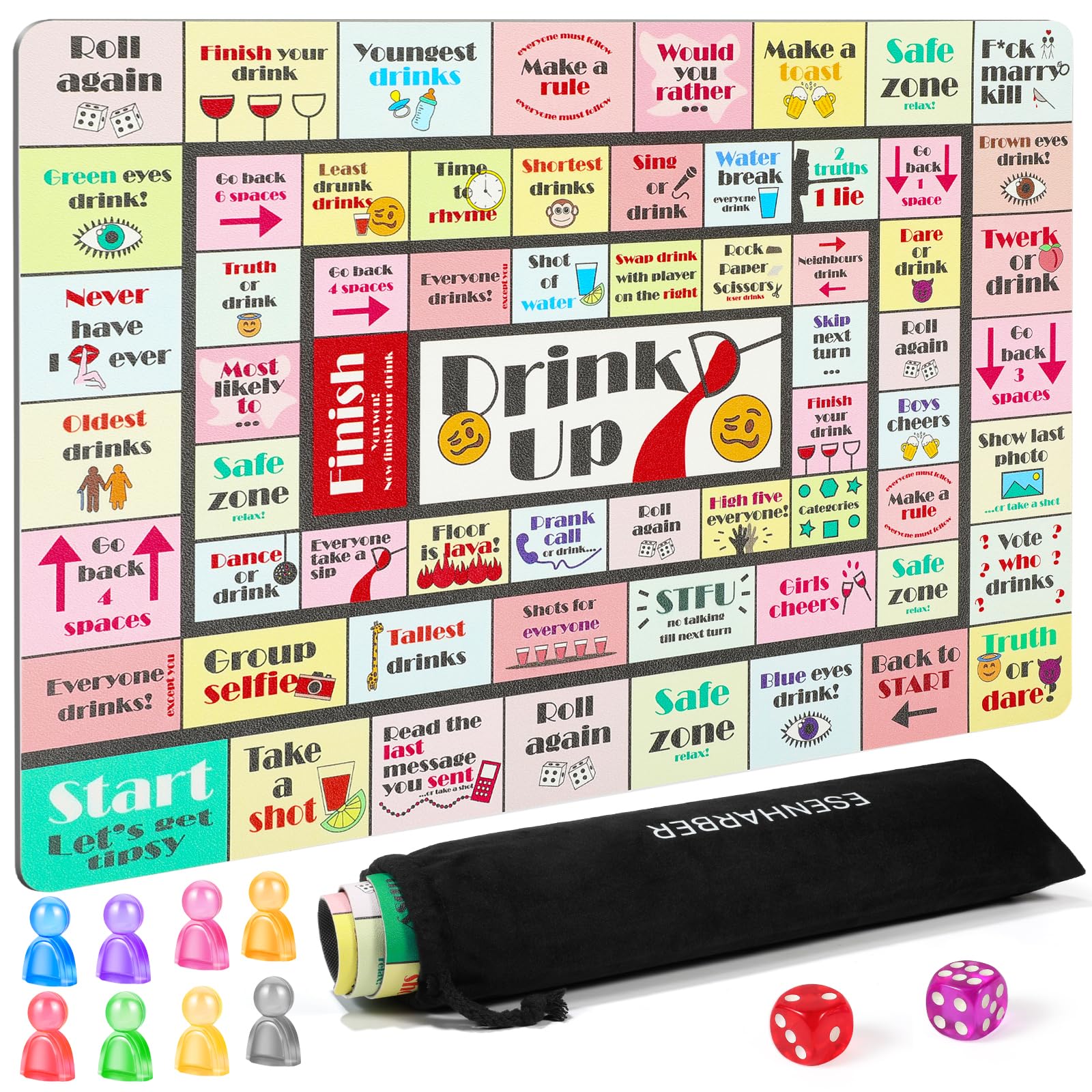 Drink Up Board Game, Drinking Games for Adults, Ideal for Girls Night Out, Adult Games for Game Night, Party Games (2-8 Players, Age 21+)