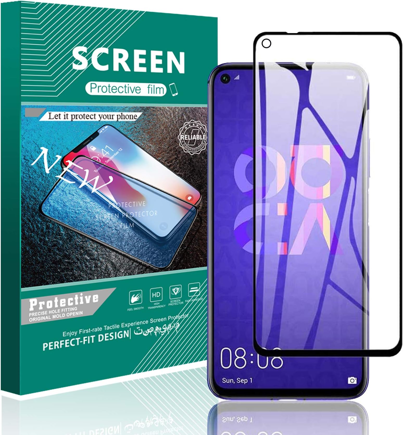Emand for Huawei Nova 5T Tempered Glass Screen Protector - [2 Pack] [Anti-Scratch] for Huawei Nova 5T Edge High Clear Tempered Glass Screen Protector Front Bubble Free Protector