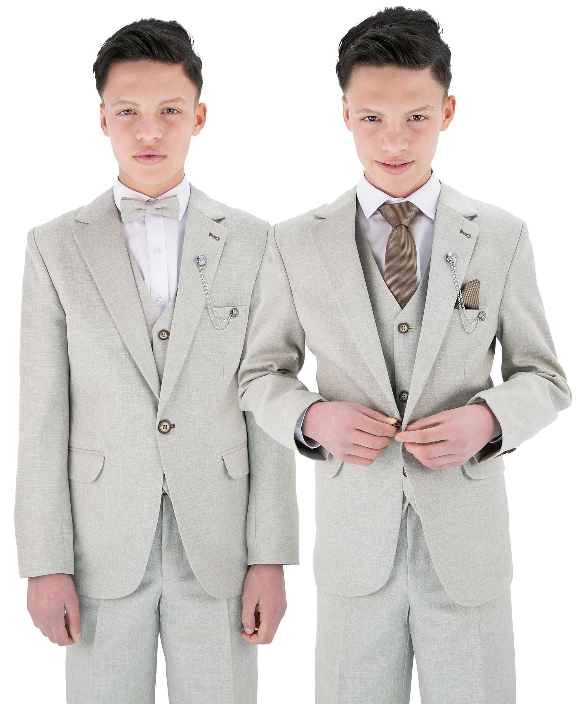 Chłopięcy teksturowany 8-częściowy strój formalny – zestaw slim fit dla Pageboy, na ślub, komunię, wiek 1-16 lat