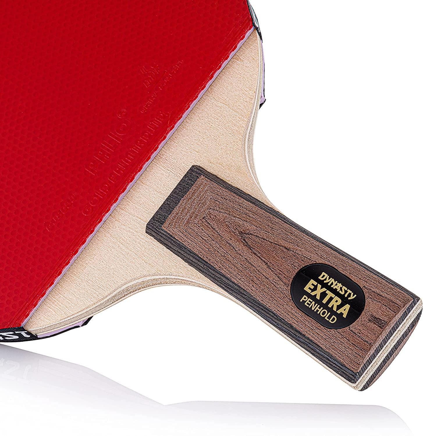 Dynasty Extra Raquette de Tennis de Table Penhold avec étui – Caoutchouc Palio approuvé ITTF – Style Chinois