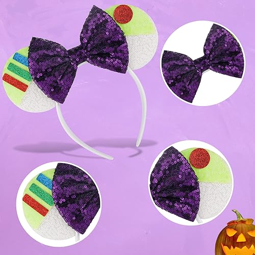 Miniatura 4 de YUNISS Diadema con orejas de Minnie Mickey, orejas de ratón de lentejuelas para mujeres y niñas, accesorios de vestido de princesa, decoración de