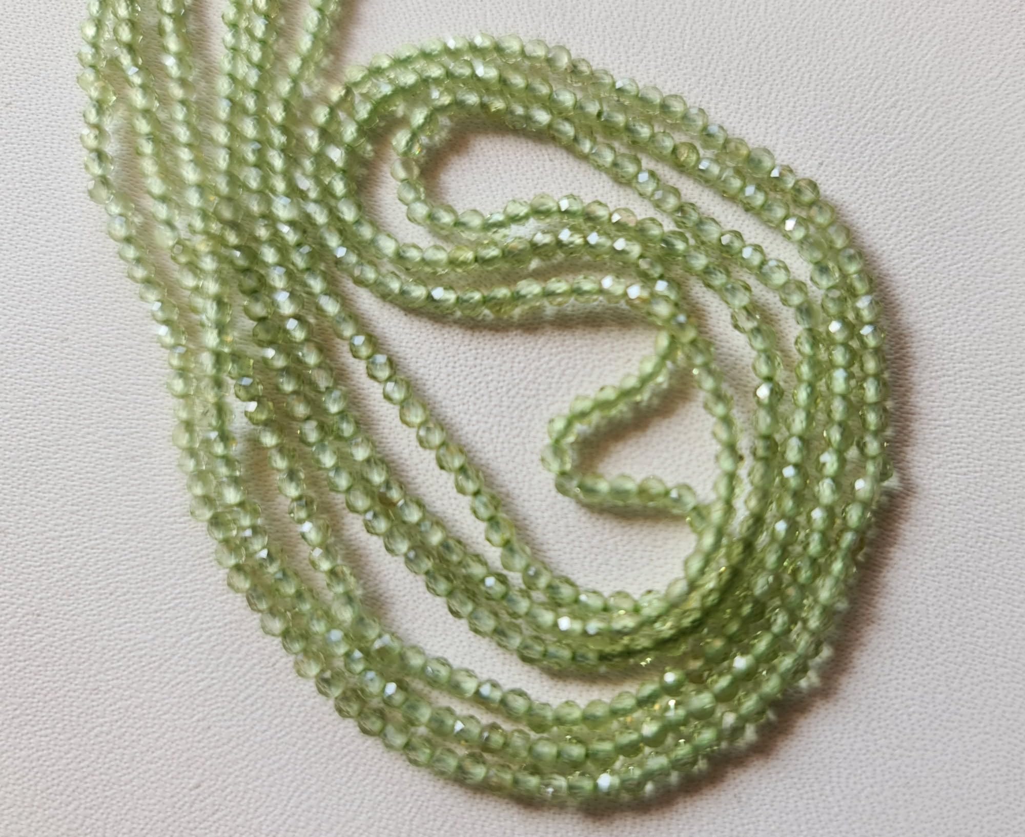 Rondelles facetados de peridoto de 2,5 mm, cuentas de peridoto natural para collar, joyería de peridoto (opciones 1STR - 5STR)