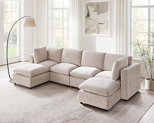 Miniatura 21 de VANOMi Sofá seccional modular, sofá convertible modular con otomano, sofás seccionales para sala de estar en apartamentos pequeños