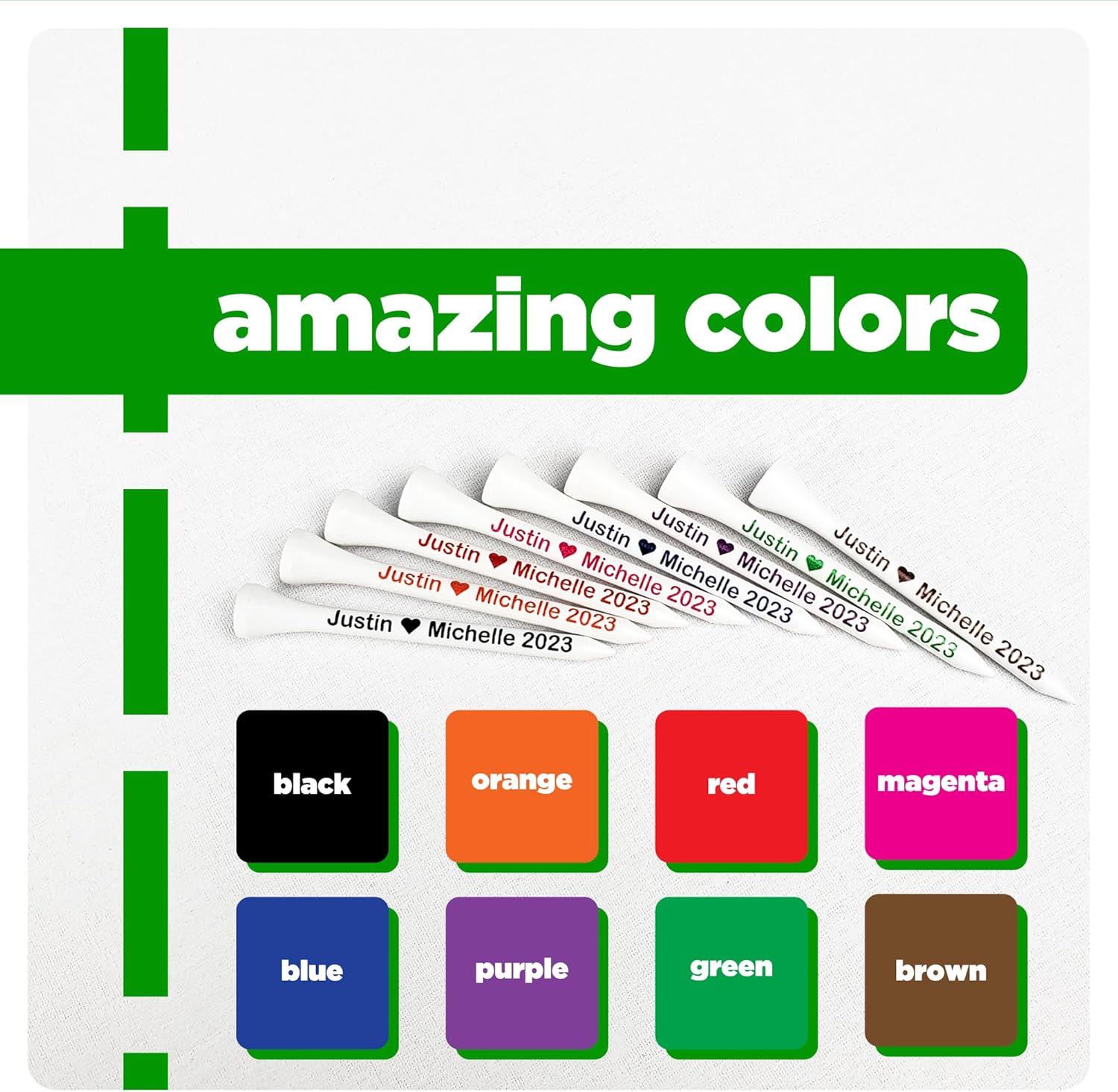 Personalized Golf Tees with Names, Direct Print, 2.75 inch, Your Font Colors, Bulk Discount Custom Weddings, Golf Outings, Company Events, Bachelor, Bachelorette, Family Reunions, Save the Date