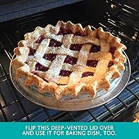 Vista 5 de Cuchina Safe Cubierta 2 en 1 'Cover 'n Cook' de Vidrio con Ventilación para Platos de Microondas y Fuente para Hornear; Fácil de Agarrar