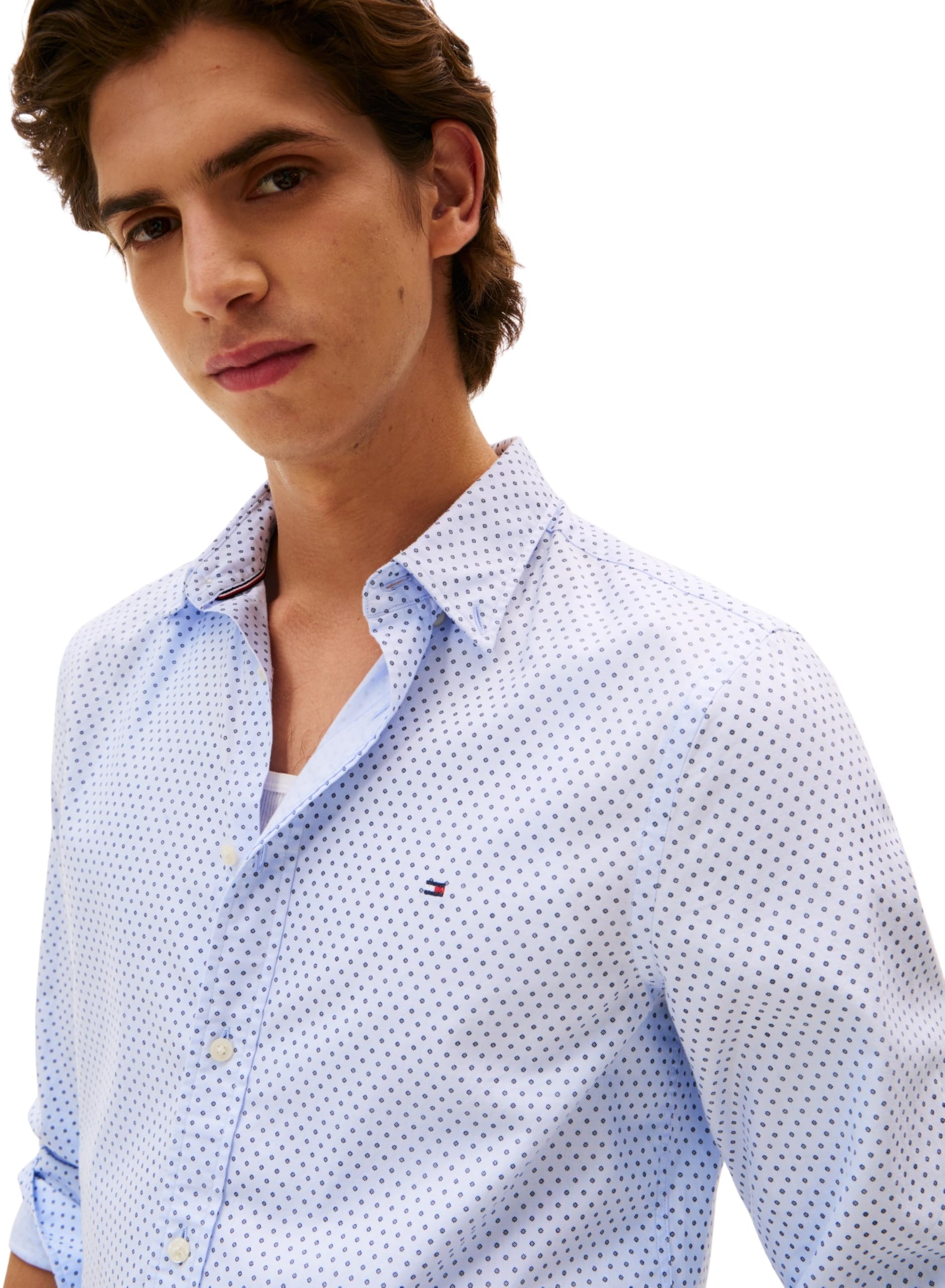 Tommy Hilfiger Camisa Hombre Flex Poplin Mini Print Slim Fit