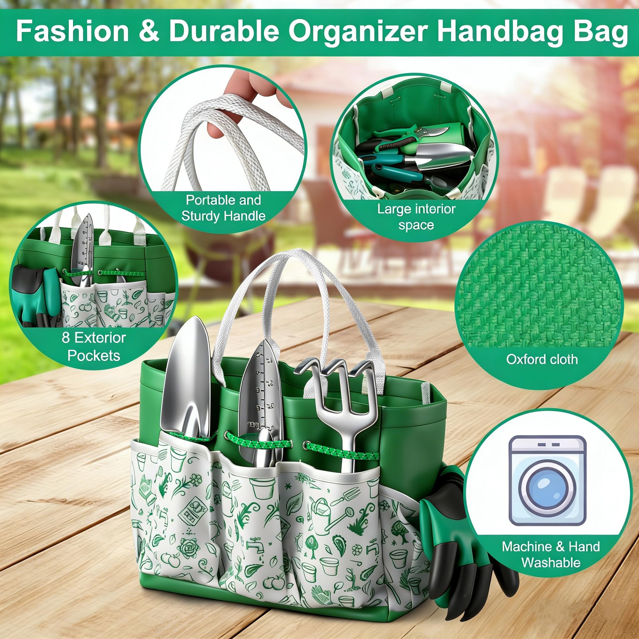 Juego de herramientas de jardinería, 12 piezas de herramientas de mano de jardín resistentes, regalos para mujeres adultas jardineras, juego de suministros de jardinería con bolsa organizadora de