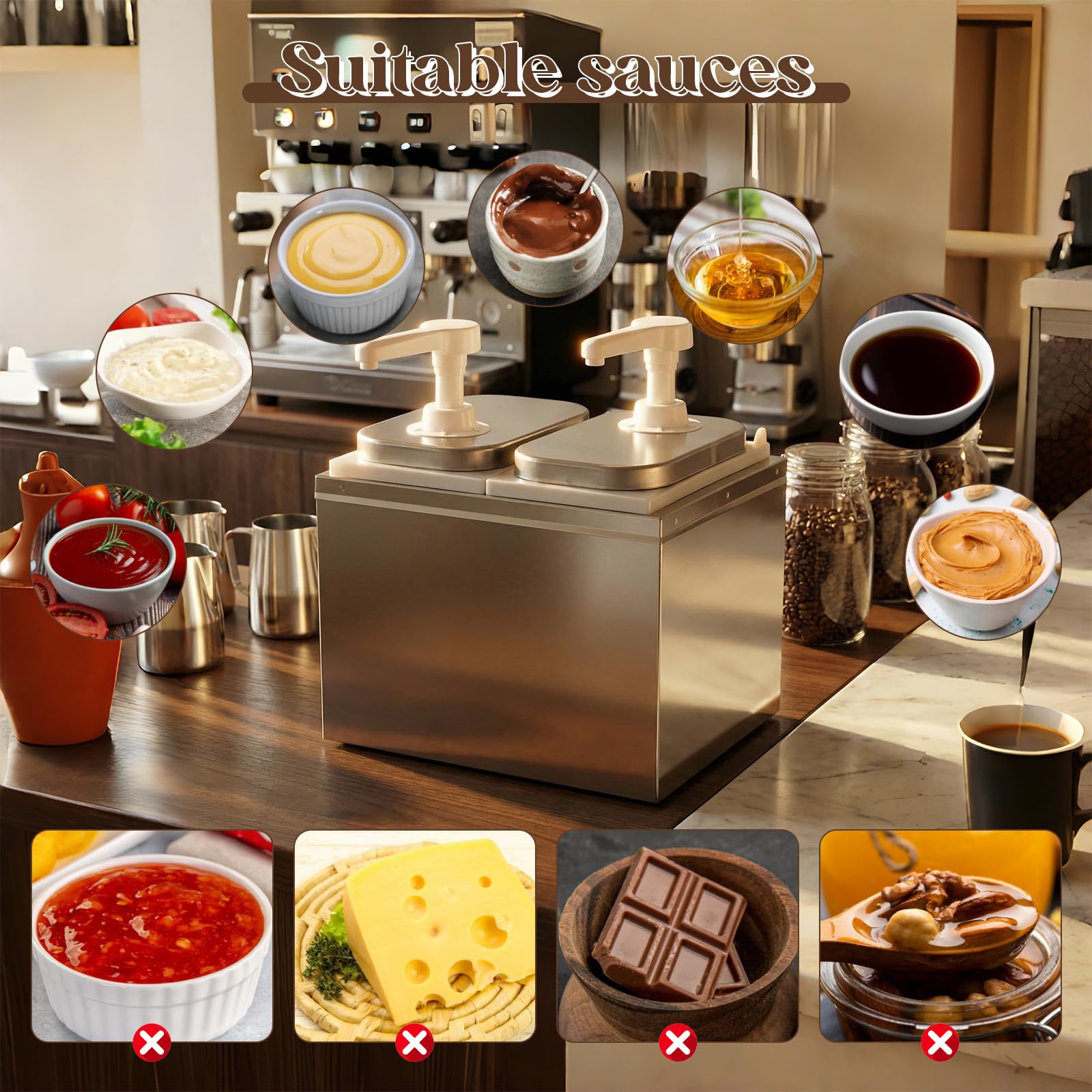 Dozownik 4 l ketchup z 4 pompkami obracającymi się o 360°, dozownik sosów, sosów grillowych, z pompką, ze stali nierdzewnej 304, butelka na sosy, idealny do sosów sałatkowych, musztardy, miodu