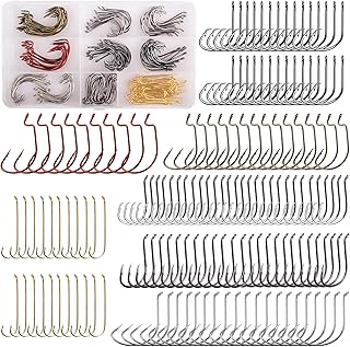 Fishing Hooks with Tackle Box,165PCS Assorted Color Fishing Hooks Set Offest Circle Hook Octopus Barb Hook Worm Hooks Fly Tying Hook for Catfish Panfish Bass Trout Freshwater Saltwater