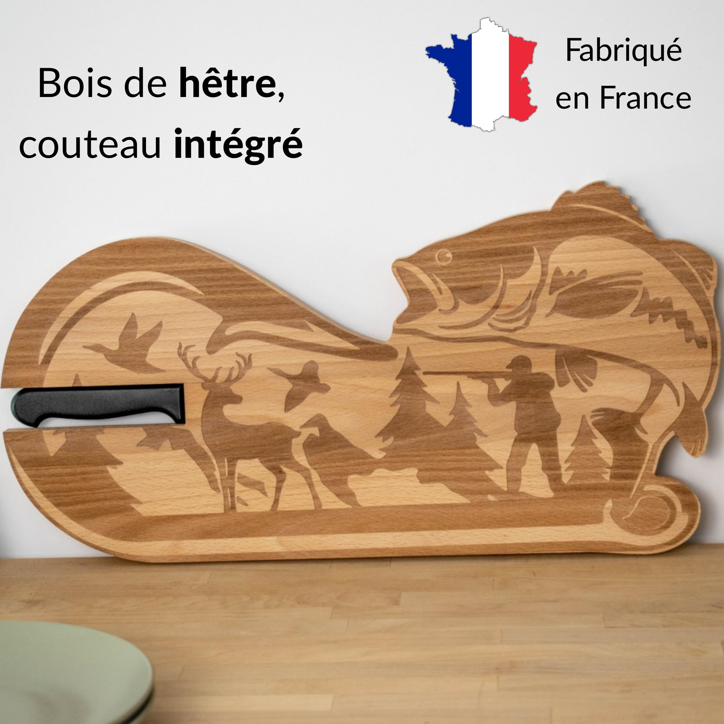 Plaque De Chasse Murale Acropolis DT-19 - Bois Et Cuir - Trophée Décor Rustique