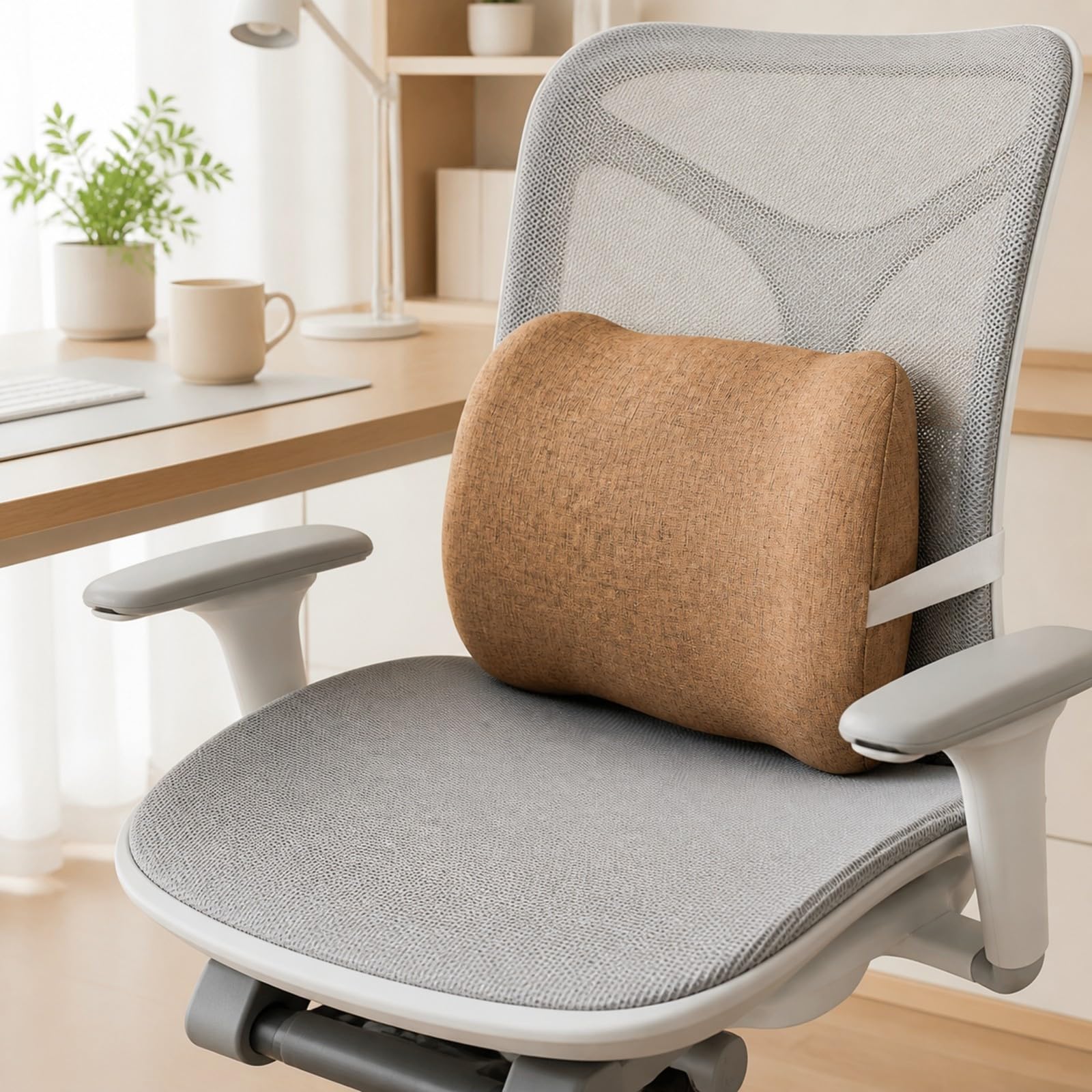 Qianly Cuscino per Sedia da Ufficio Traspirante, Beige