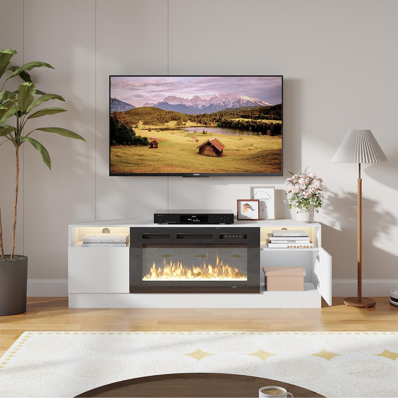 Amazon.com: Aoxun Fireplace TV Stand Entertainment Center with 36