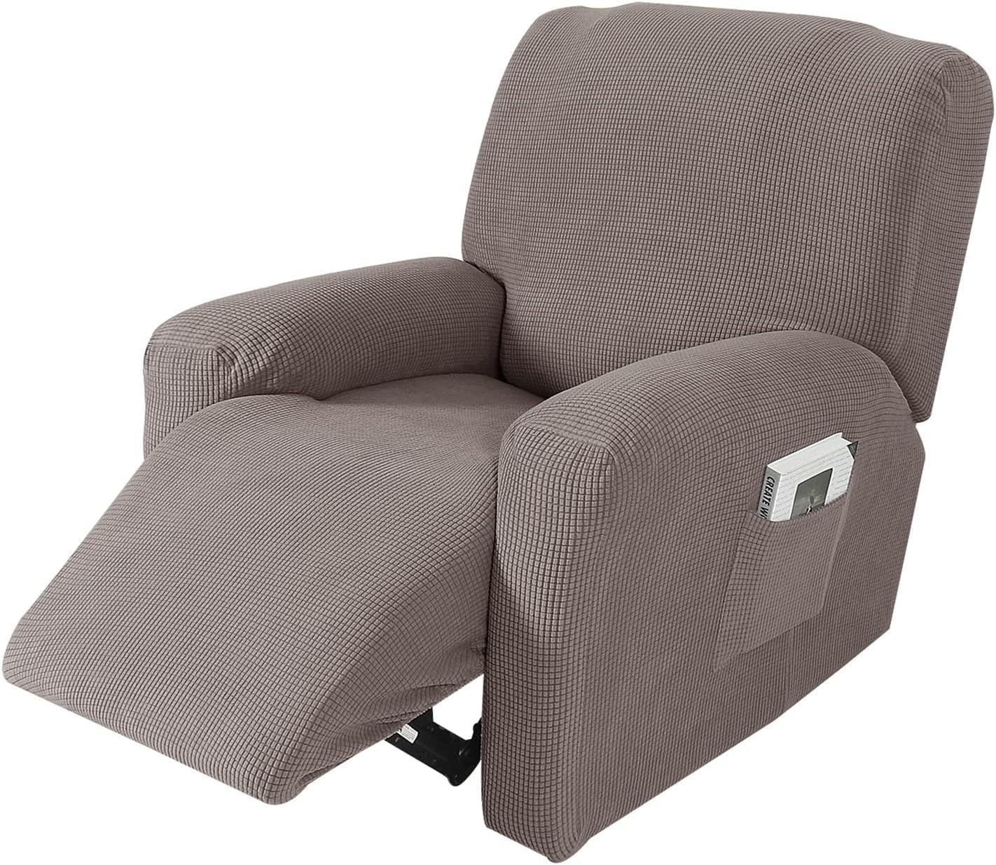 Recliner Chair Cover 4 Piece,Polyester Stretch Recliner Slipcover,Furniture Protector (H)