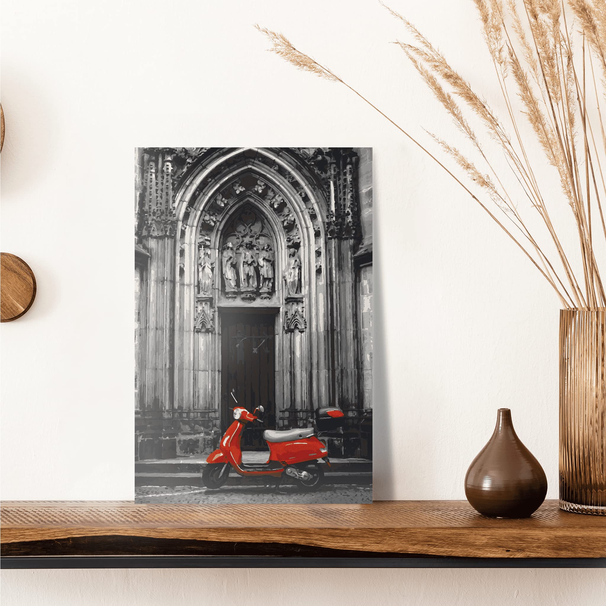Malen nach Zahlen Erwachsene - rote Vespa 90 x 60 cm groß XL Premium-Malset ohne Rahmen, Hergestellt in unserer Produktion in Deutschland, Kreative