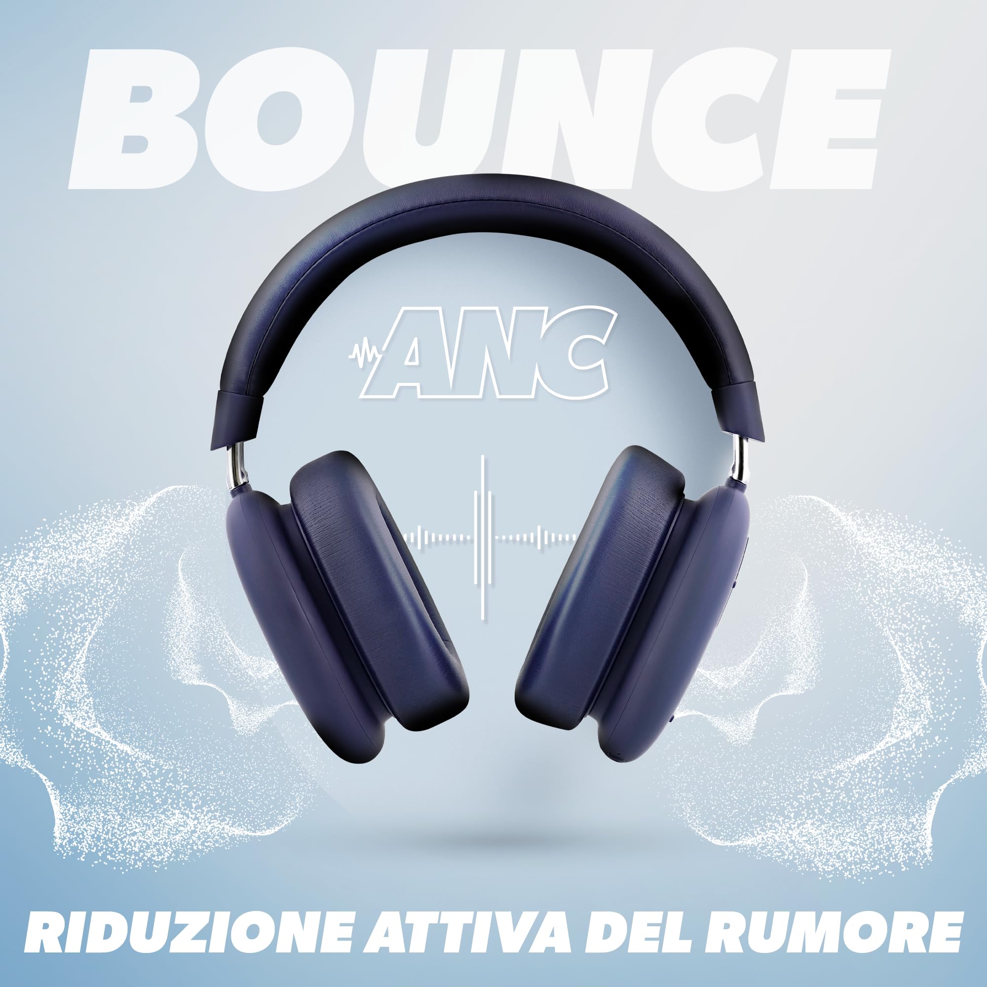 T'nB - Bounce ANC Midnight Blue, Cuffie Bluetooth senza fili, Riduzione del Rumore Active ANC, Autonomia 50h, Suono Immersivo, Microfono Integrato, Bluetooth 5.3, Jack 3.5mm, Borsa per il trasporto
