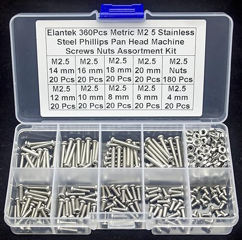 Miniatura 2 de Juego de 360 tornillos métricos M2.5 304 de cabeza plana Phillips de acero inoxidable M2.5 - M2.0.197 x 0.157 in, 0.236 in, 0.315 in, 0.394 in,