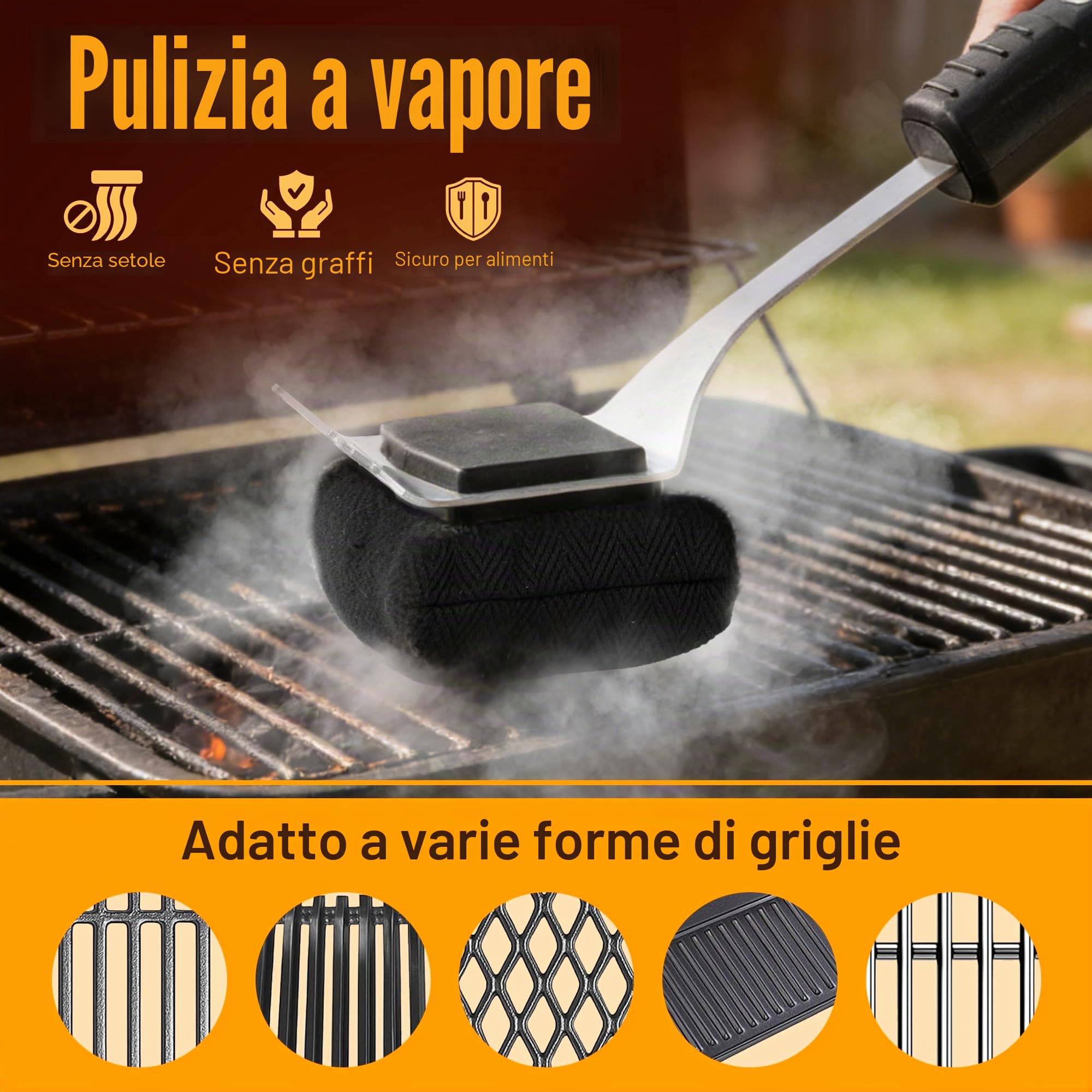 Pietuley Spazzola Barbecue Senza Setole con Raschietto, Sicurezza Accessori Griglia Utensili Barbecue Smoker BBQ Accessori, Attrezzi BBQ a Gas, Prodotti Pulizia Forno,Spazzole per Pulire Griglia a Gas