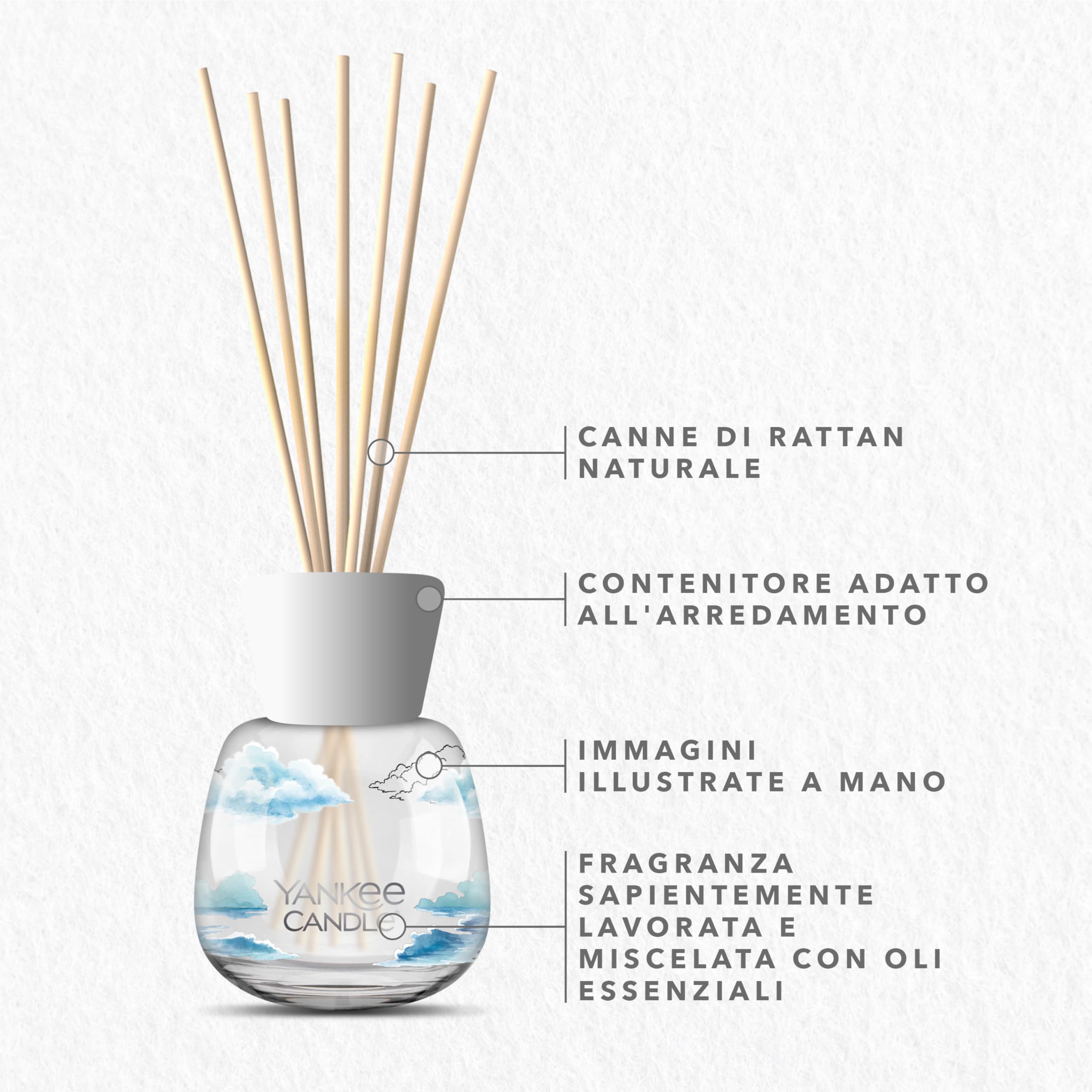 Yankee Candle Signature Diffusore a bastoncini | Aria dell'oceano | 100 ml | Fino a 10 settimane di fragranza | Confezione riciclabile | Un regalo perfetto per una donna