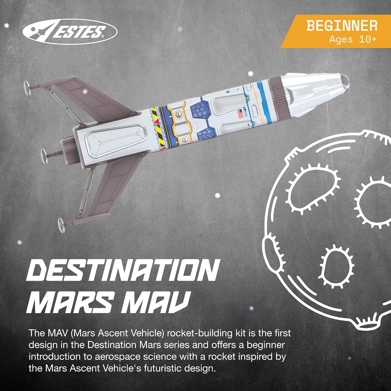 Estes 7283 Destination Mars MAV Rocket-Building Kit, Beginner Flying-Rocket Model Kit for Ages 10+