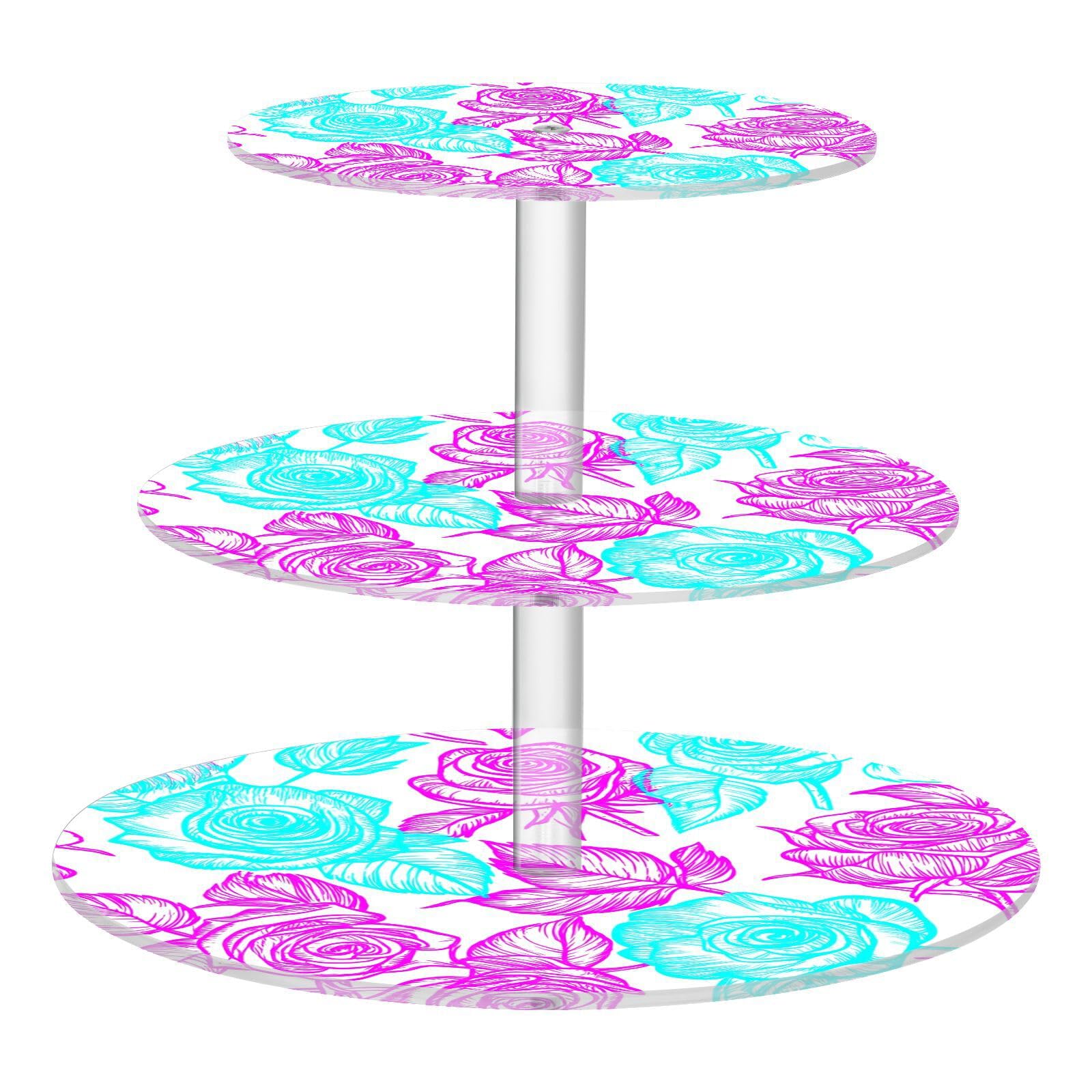 Nander 3 Tier Cupcake Stand,Beautiful Roses Large Cupcake Tower Display, Round Cupcake Holder, Acrylic Dessert Stand, Pastry Display Tree for Party, Wedding, Baby Shower