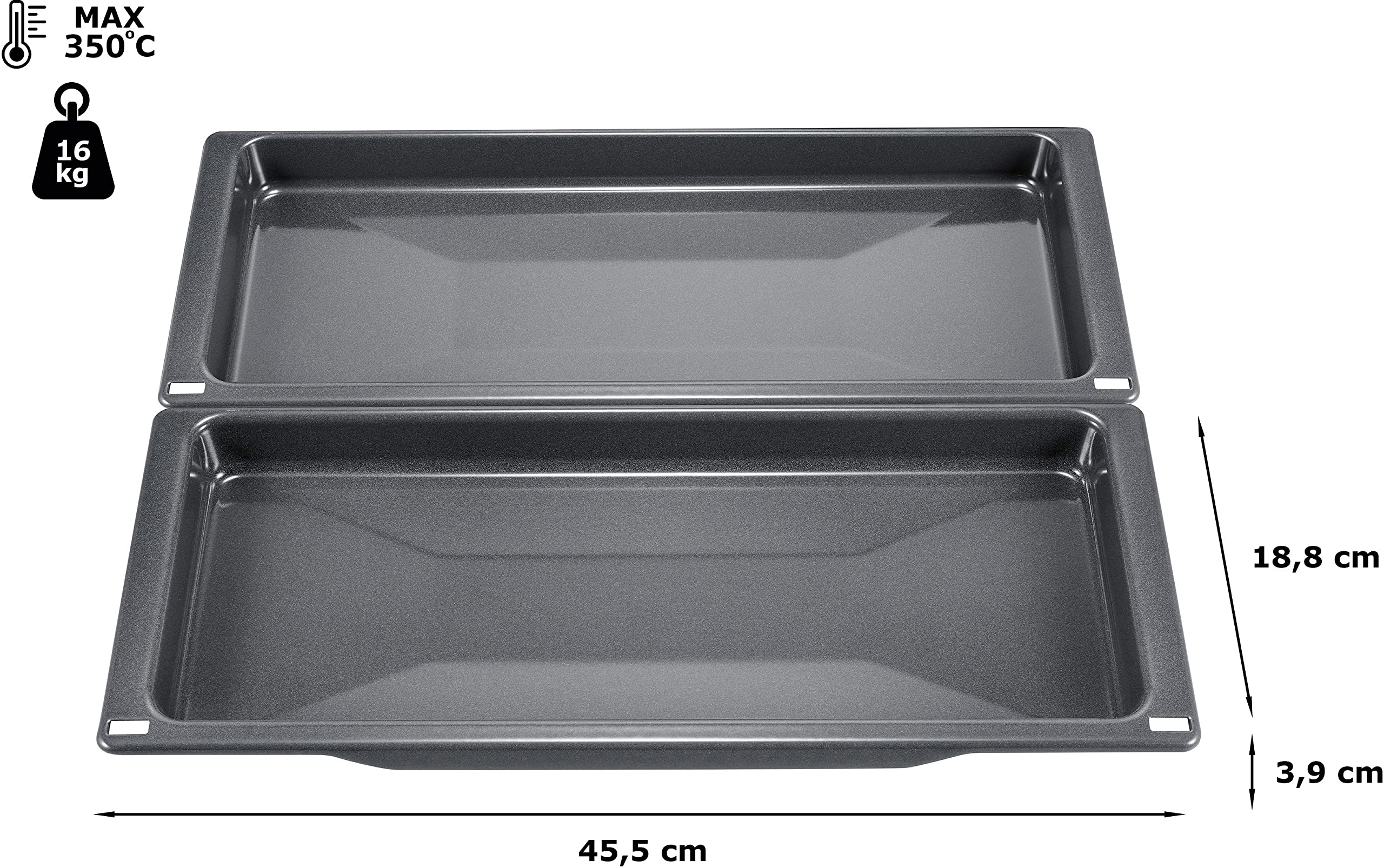 NEFF Z1650BE0 schmale Universalpfanne, 39 x 455 x 188 mm, Made in Germany, spülmaschinengeeignet, Stahl emailliert