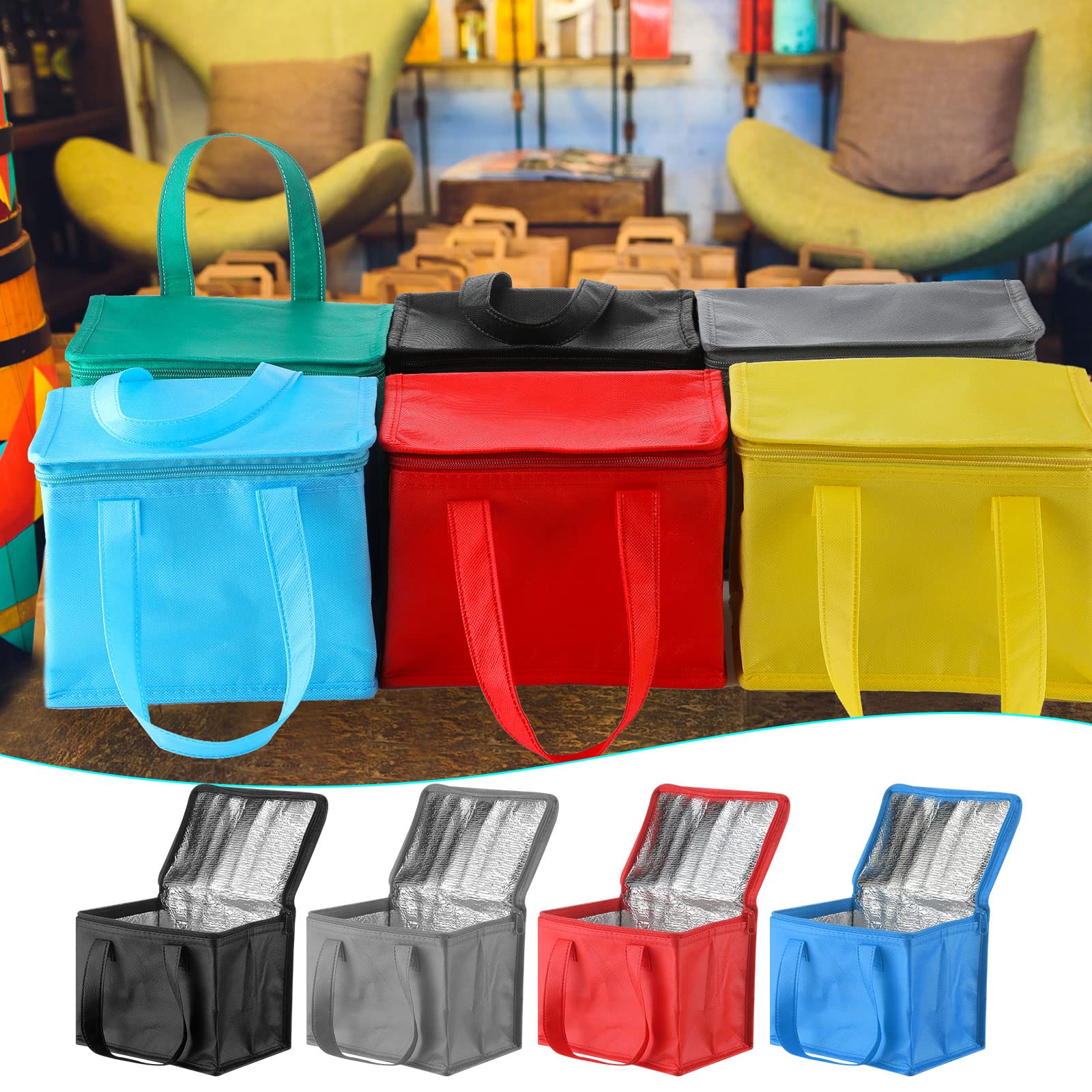 Confezione da 24 borse termiche per il pranzo, riutilizzabili, termiche, per uomo, donna, ufficio, lavoro, picnic, spiaggia
