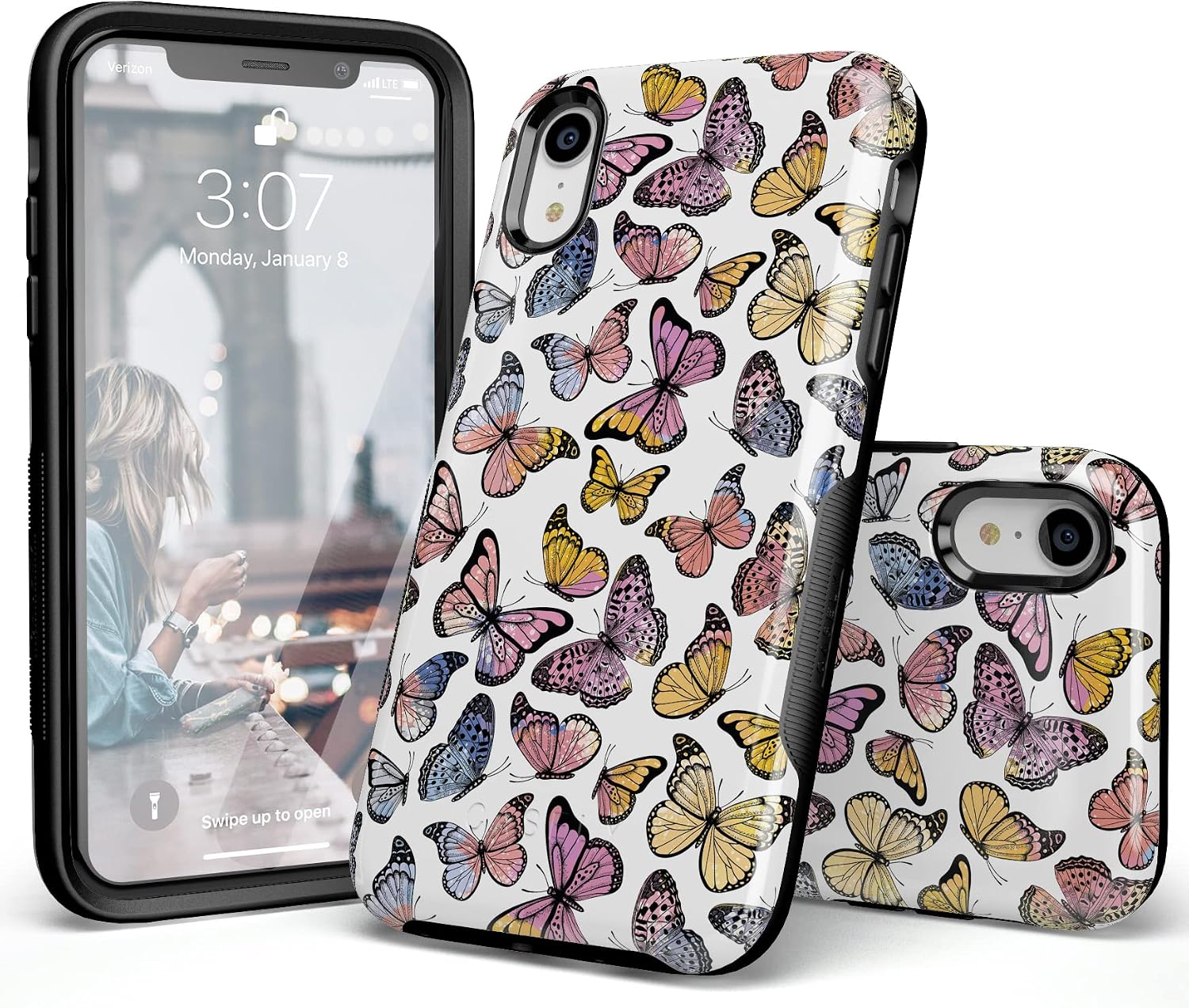 Casely iPhone XR Case | Free Spirit | Rainbow Butterfly | Bold Protective Design