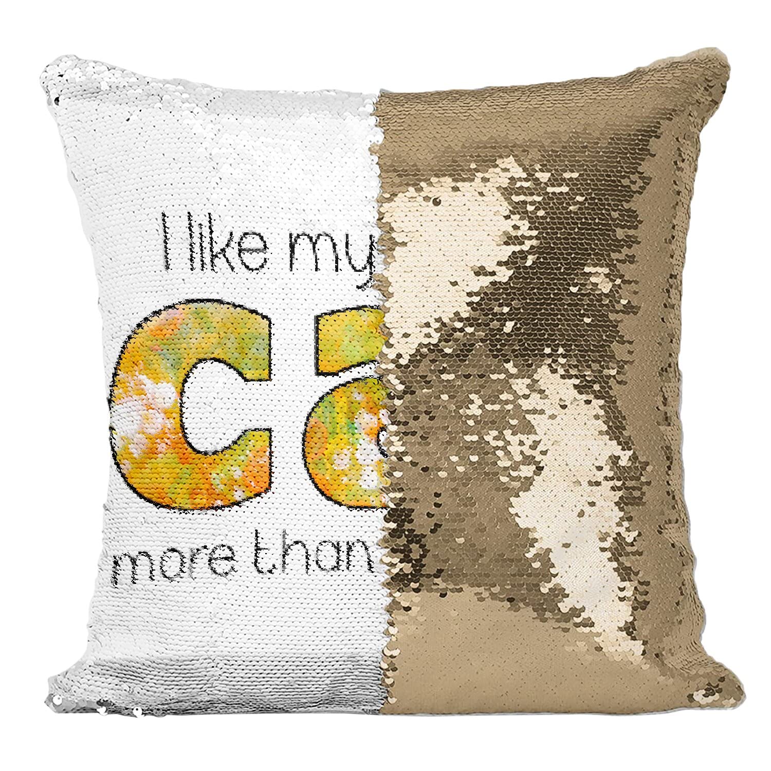 Coussin sequin paillettes doré décoration chic design moderne chat