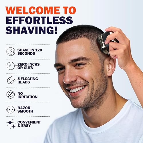 Miniatura 2 de Afeitadora de cabeza 5D para hombres calvos, máquina de afeitar eléctrica impermeable IPX7 con pantalla LED, maquinilla de afeitar giratoria