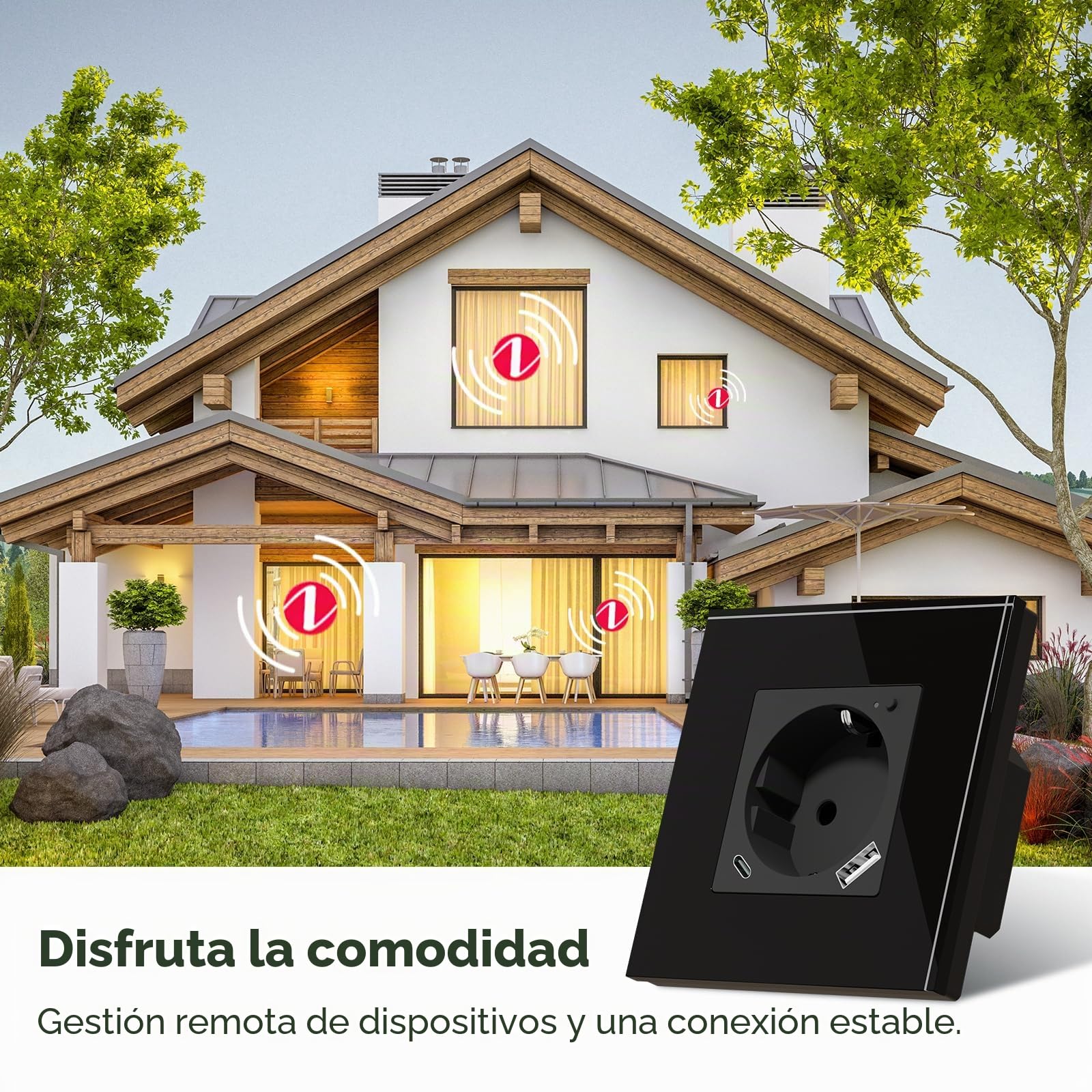 BSEED Enchufe ZigBee con Cargador Rápido USB C 20W con Medición de Corriente,Schuko WLAN Empotrada para Alexa/Google Home, Enchufe Inteligente 16A,1 Gang Negro(Requisito del Gateway Hub)