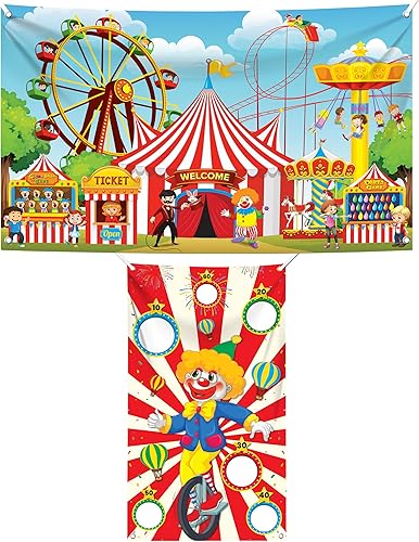 Miniatura 1 de KatchOn, Telón de fondo de carnaval para decoraciones de carnaval – Xtragrande, 72 x 44 pulgadas | Cartel de juego de lanzamiento de carnaval grande