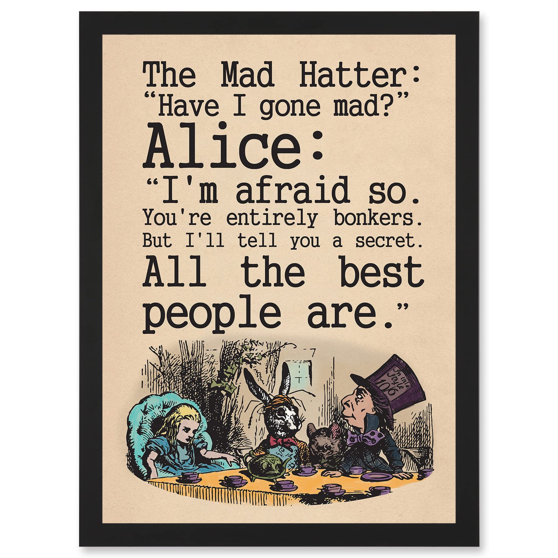 Wee Blue Coo Alice In Wonderland Mad Hatter Tea Party A4 Artwork Framed Wall Art Print