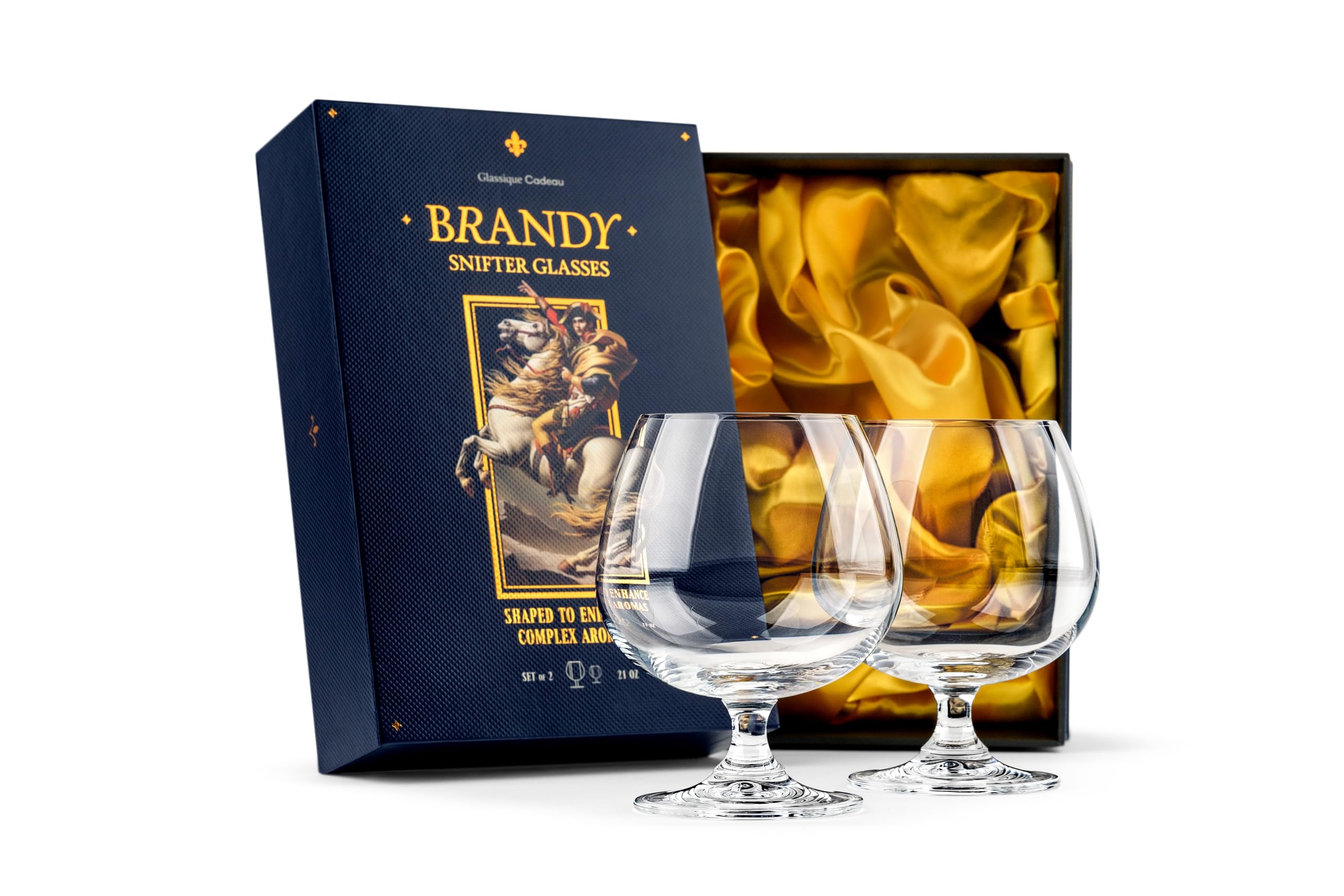 Copas de Cristal Grandes para Brandy y Coñac | Juego de 2 | 620 ml | Vasos Gigantes de Tallo Corto | Cristalería con Forma de Globo para Beber y Degustar Brandy Large Crystal