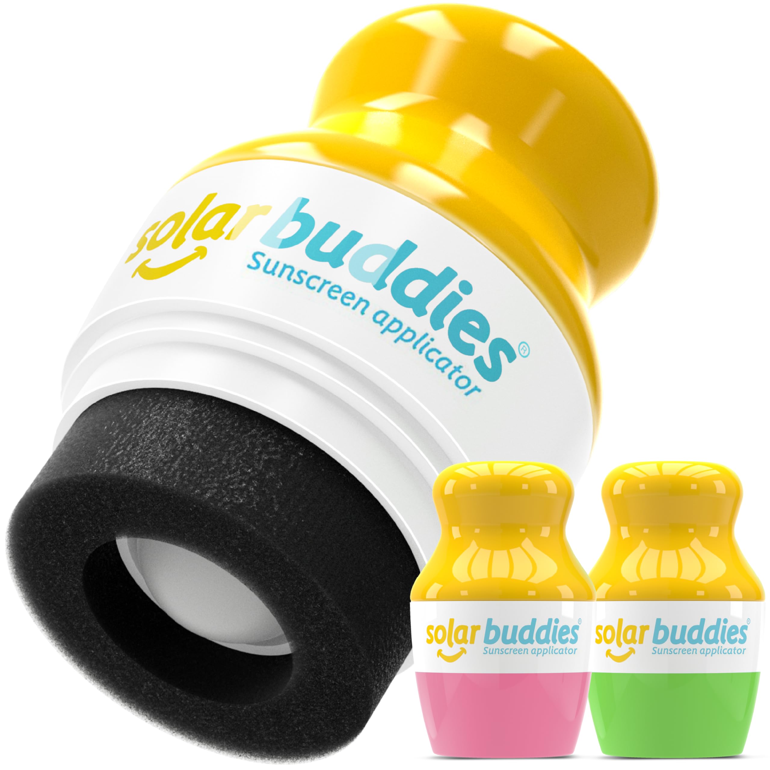 Solar Buddies Sonnencreme-Applikator - Grün & Pink - Nachfüllbarer Roll-on Schwammapplikator für Sonnencreme, Sonnenmilch & Lotion für Kinder, Erwachsene & Familien - Fasst 100ml