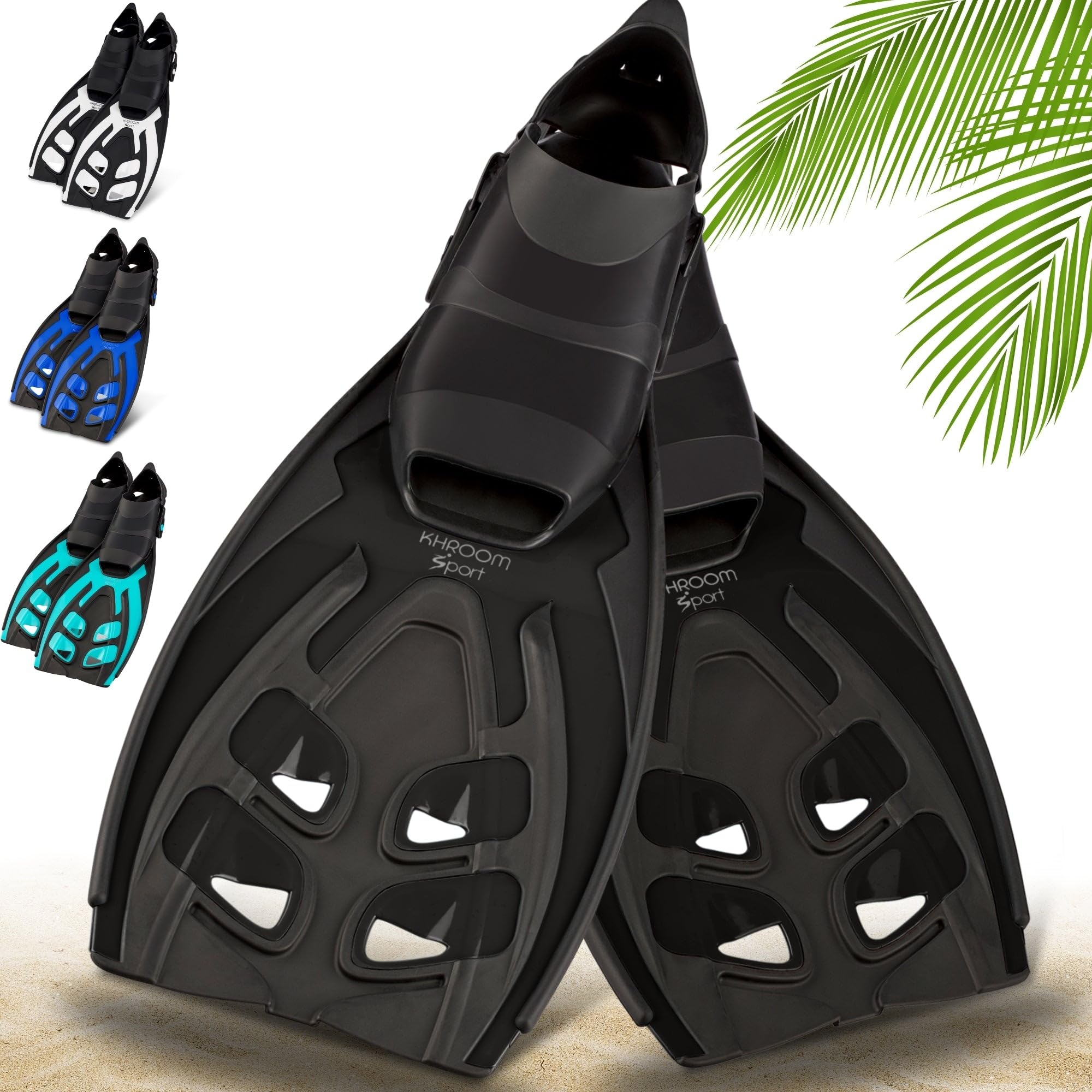 Khroom Flossen Erwachsene Gr. 36-47 - Hochwertig, Made in Italy, Schwimmflossen zum Schnorcheln & Tauchen, Unisex verstellbare Schnorchelflossen / Taucherflossen Damen & Herren