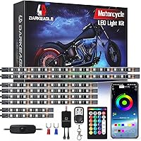 Vista 1 de 8 piezas de kit de luces LED RGB para motocicleta con mando a distancia APP/RF, luces de tira de doble zona con señal de giro y freno, luces
